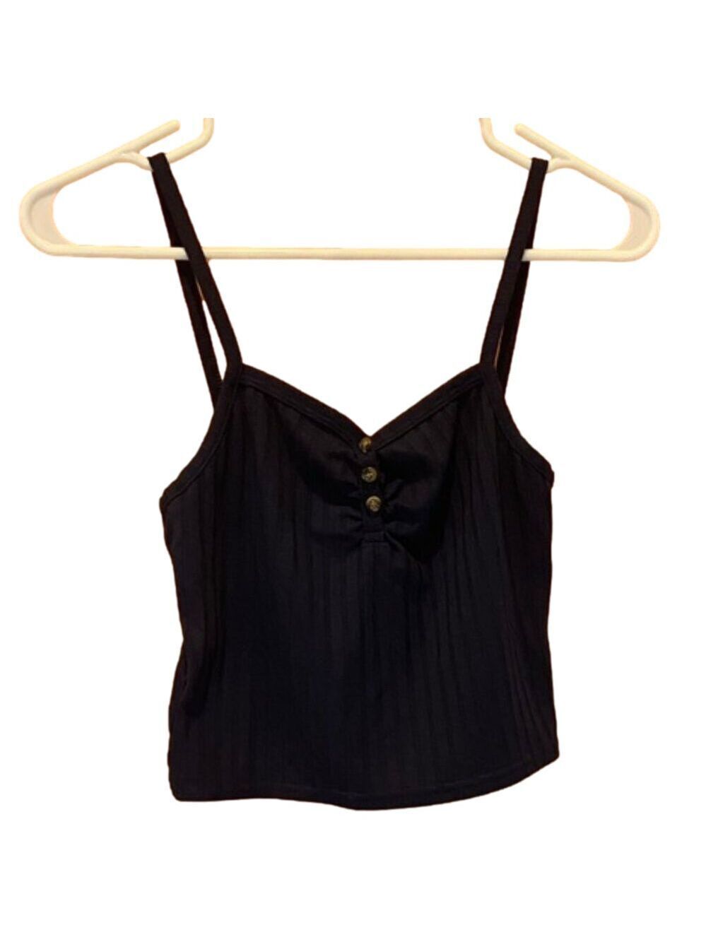 NWT Topshop Navy Blue Cropped Spaghetti Strap Ribbed Tank Top Size 6
